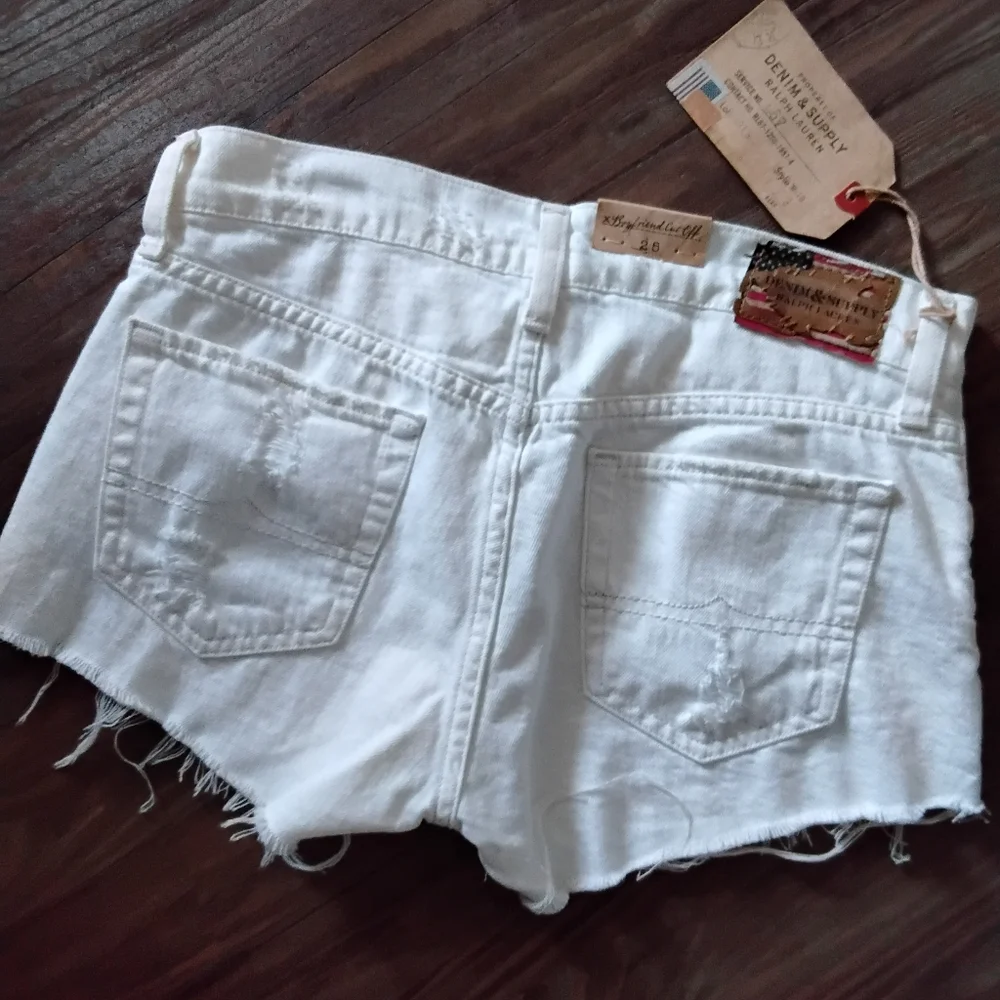 Women's White Denim Shorts - Picture 2 of 3